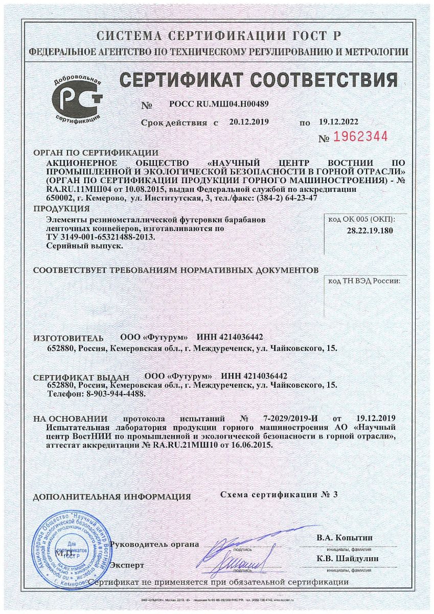 Сертификат соответствия ООО «Футурум»